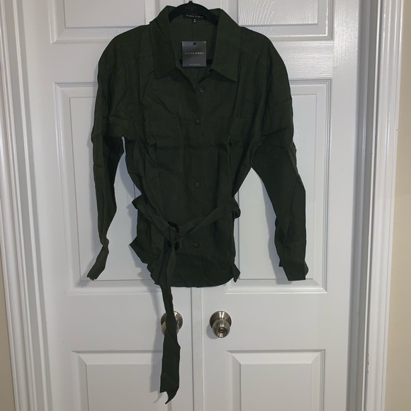 NWT JLUXLABEL Moss Nicolette Belted Linen Top - Picture 4 of 11